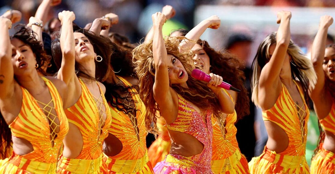Shakira performing during the World Cup final half-time show. Photo: Reuters
