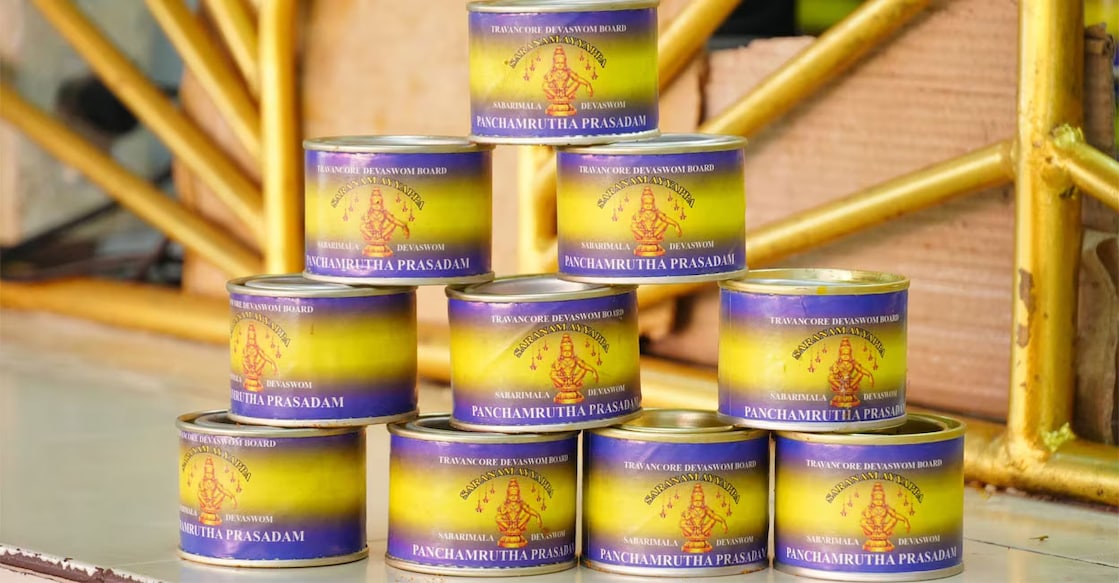 Cans of Panchamrutham being sold at Sabarimala. photo: Special Arrangement