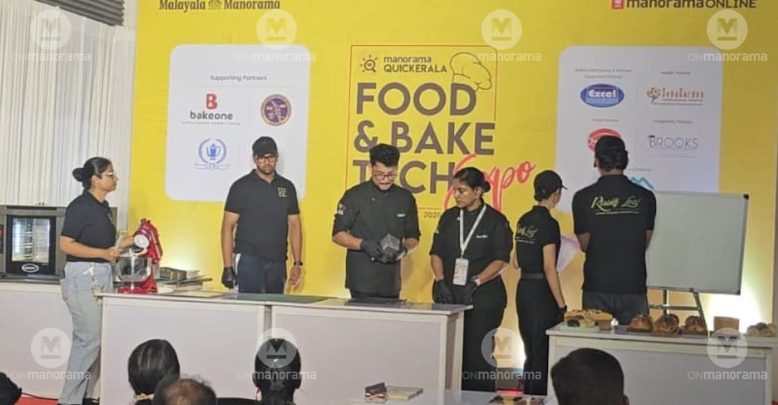 One of the exhibitors explains their product at the seminar hall of the Manorama Quickerala ‘Food & Bake Tech Expo 2026’. Photo: Onmanorama.