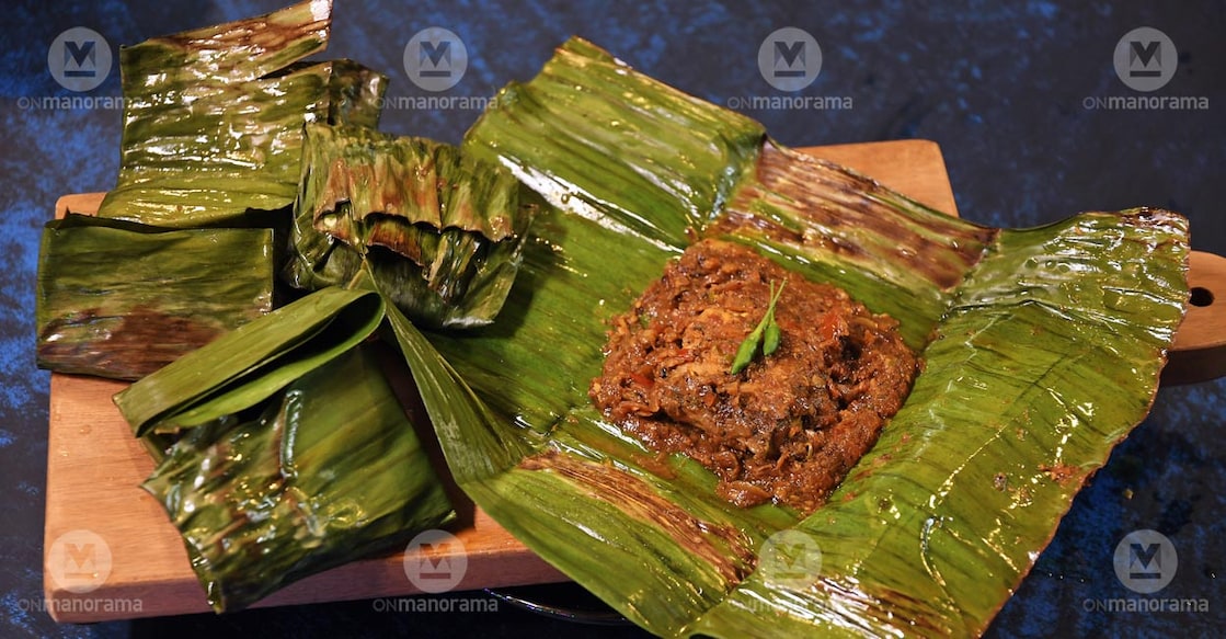 Kanthari fish pollichathu, wrapped and steamed in banana leaf. Photo: Justin Jose