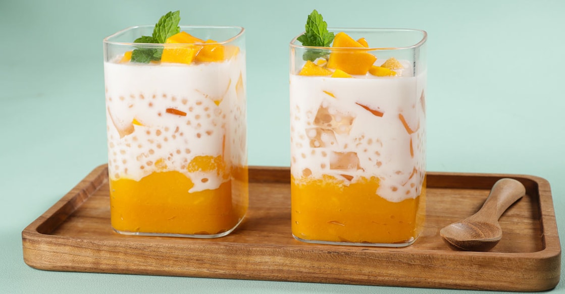Mango sago jelly dessert. photo: Shutterstock/sri widyowati