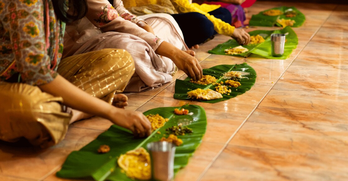 The time-honoured fashion of sitting on the floor to eat from a banana leaf might not appeal to everyone. Photo: Shutterstock/Sahana M S
