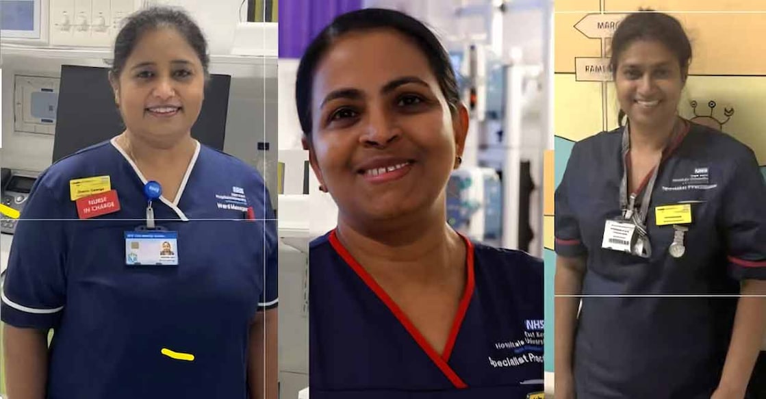Sherin George, Bindu Sebastian, and Annamma Kundukulam arrived in the UK as part of the first batch of nurses recruited by the East Kent Trust in 2001. Photo: Special Arrangement