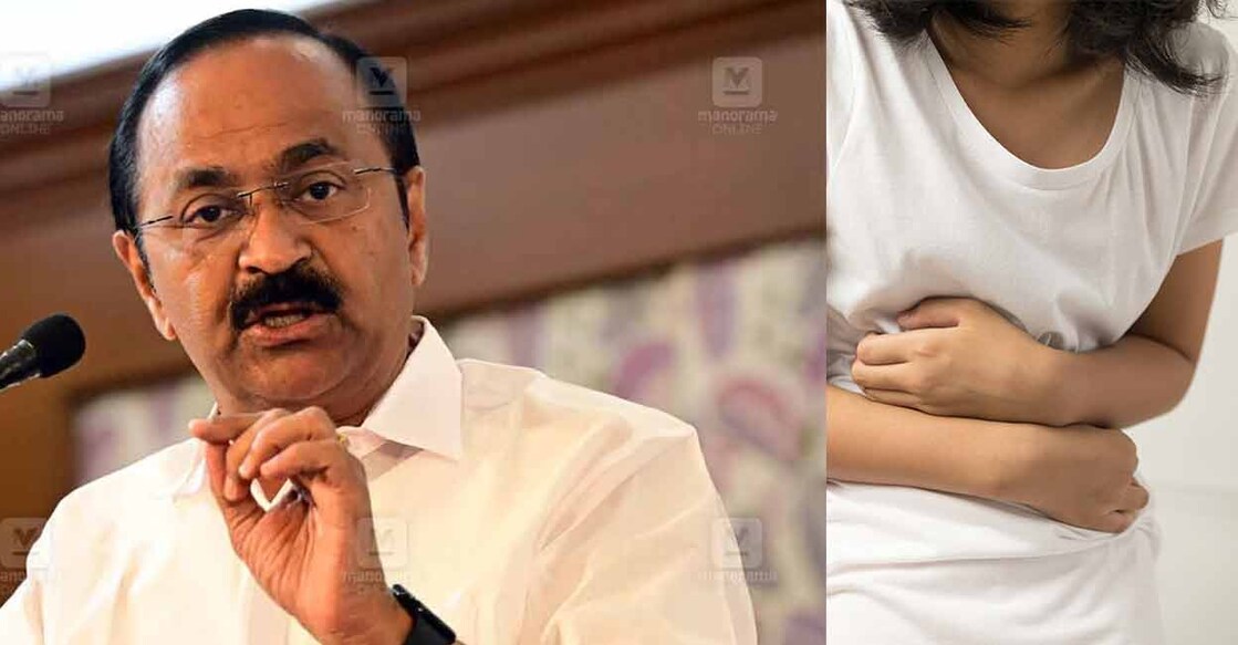 Kerala CM VD Satheesan (left); Kerala plans to allow schoolgirls to take up to 3 days of menstrual leave per month. Manorama/Representational image/Shutterstock