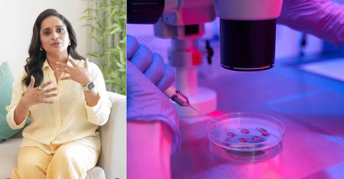 Surabhi Lakshmi (left); Egg freezing, also known as 'oocyte cryopreservation,' is the process of saving unfertilised eggs at subzero temperatures. Photo: Instagram/@surabhi_lakshmi/yacobchuk

