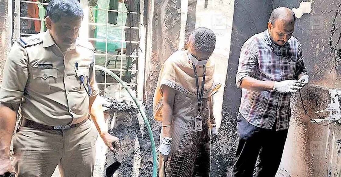 Forensic experts at Lathakumari's house. Photo: Manorama