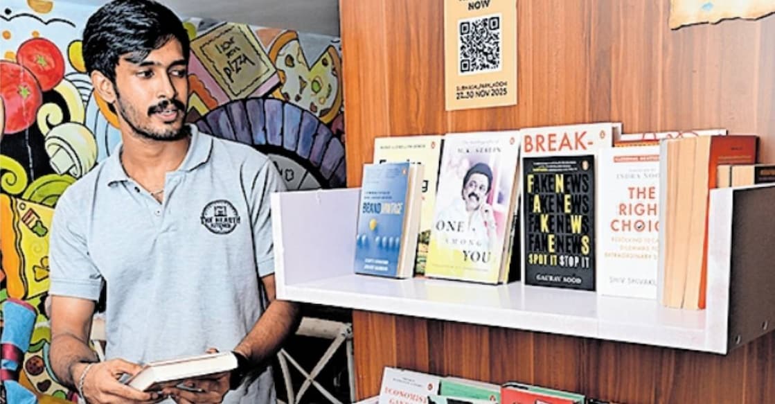 A Hortus Reading Box at Hearth Kitchen, Panampilly Nagar, as part of the Manorama Hortus Festival in Kochi.