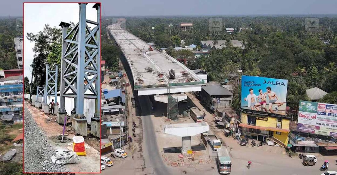 Construction of a foot over bridge begins near the Milma factory at Pattanakkad. Photo: Special arrangement