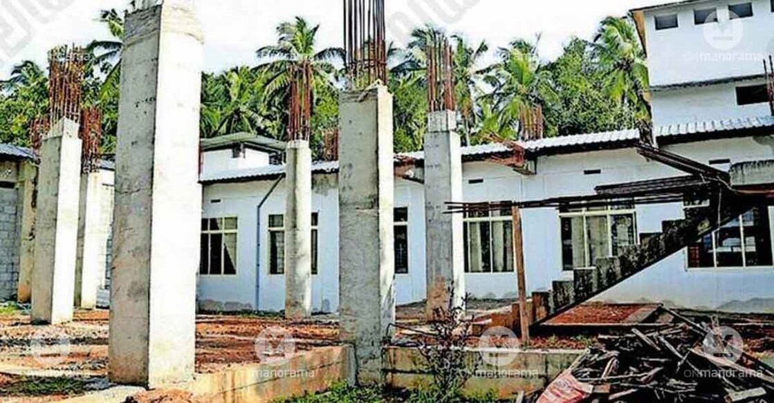 Newly built Chelari GVHSS building. Pillars and basement for the annex building are also seen. Photo: Special arrangement