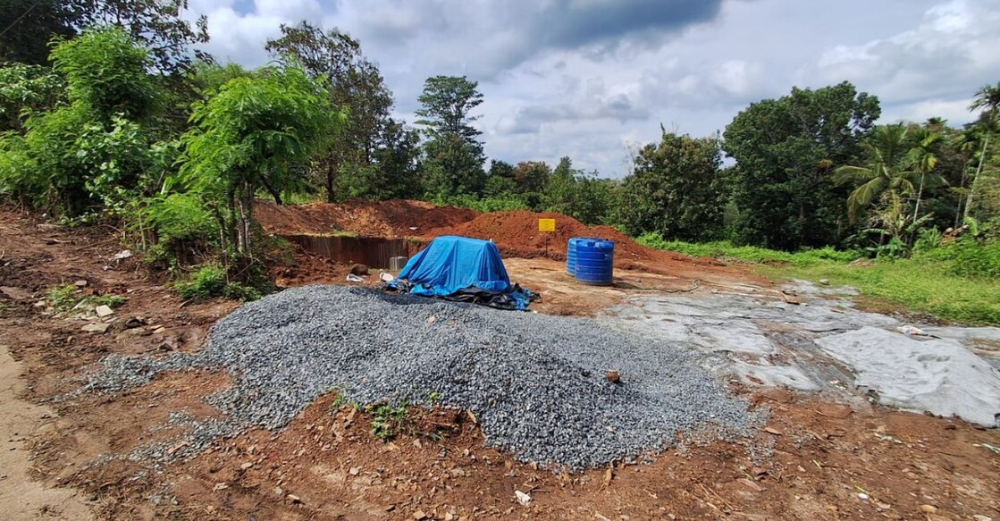 Construction in progress for IMD Radar station at the Pazhassi Raja College campus, Pulpalli, Wayanad.