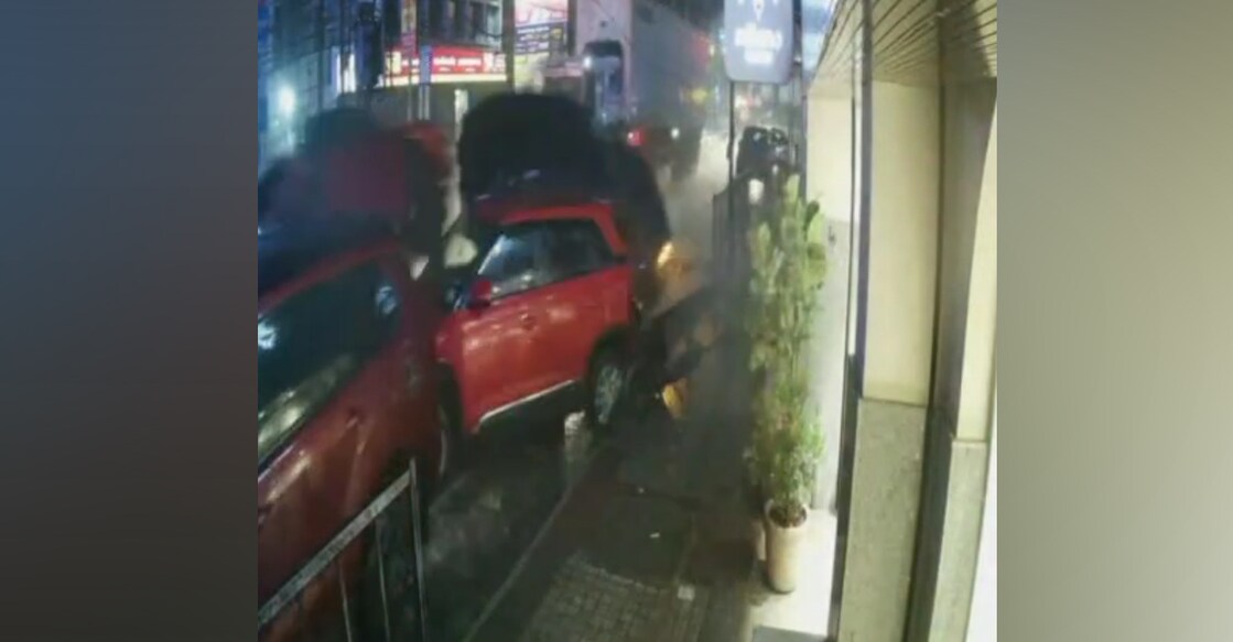 A screengrab showing the SUV ramming into a parked car. Photo: Special arrangement