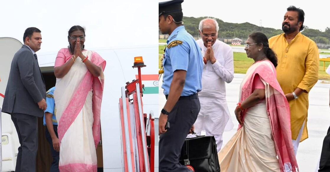 Indian President Droupadi Murmu before boarding her flight to Delhi at Kochi International Airport. Photo: Special Arrangement
