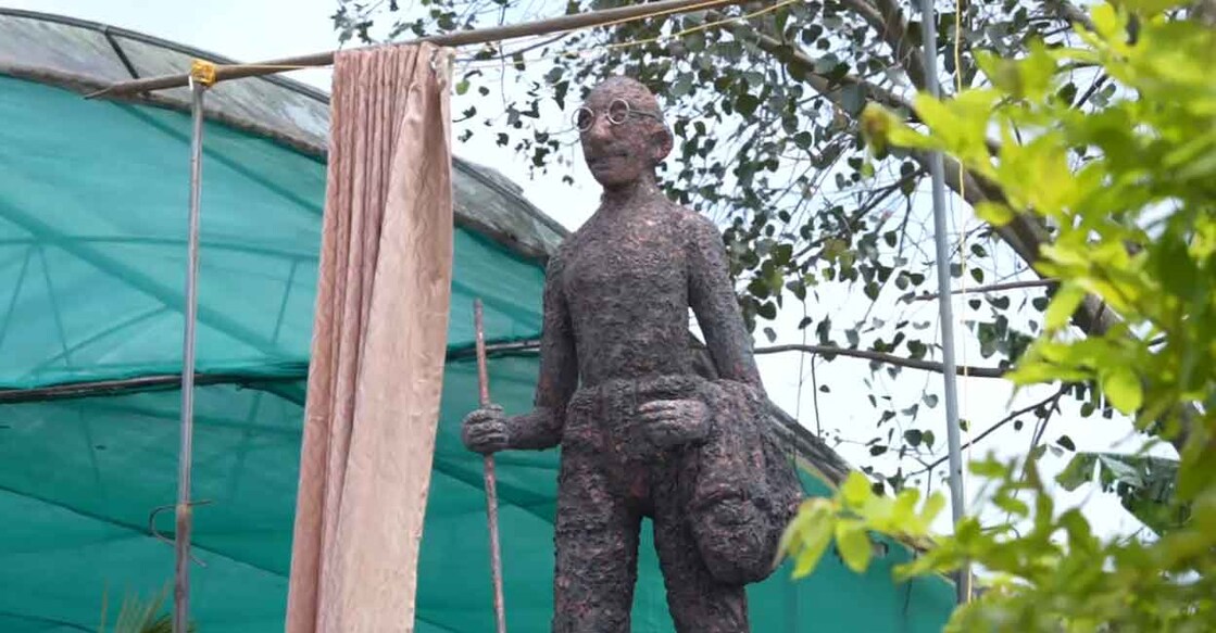 Mahatma Gandhi statue at Guruvayur Municipality’s Bio Park, Thrissur. Photo: Special arrangement