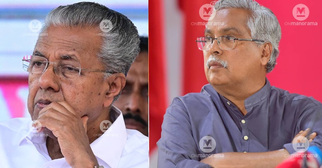 Chief Minister Pinarayi Vijayan and CPI state secretary Binoy Viswam. Photo: Manorama Archives