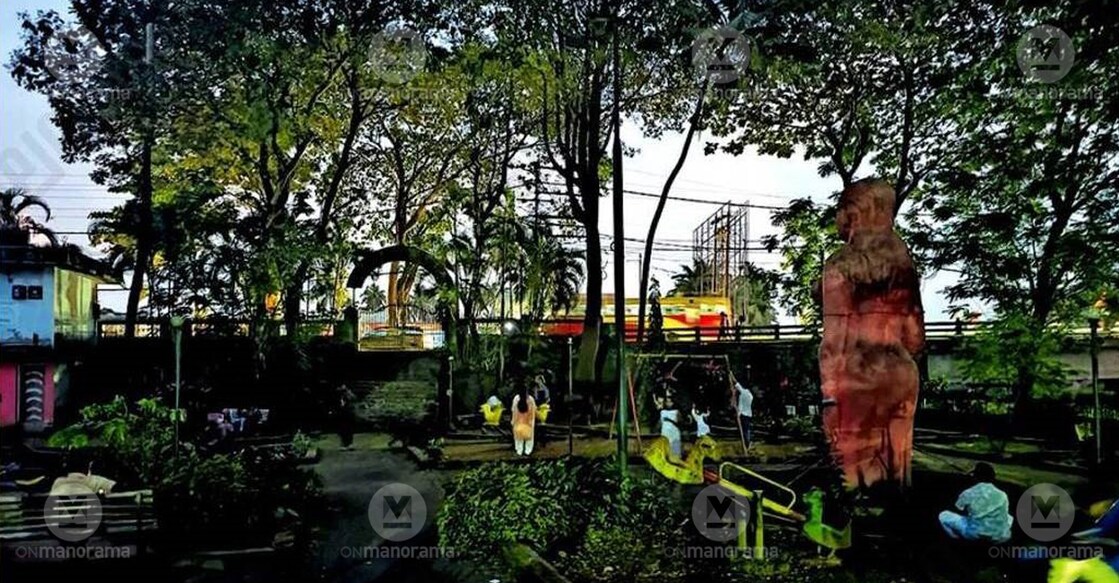 The Muvattupuzha Children’s Park, which continues to remain in partial darkness. Photo: Manorama
