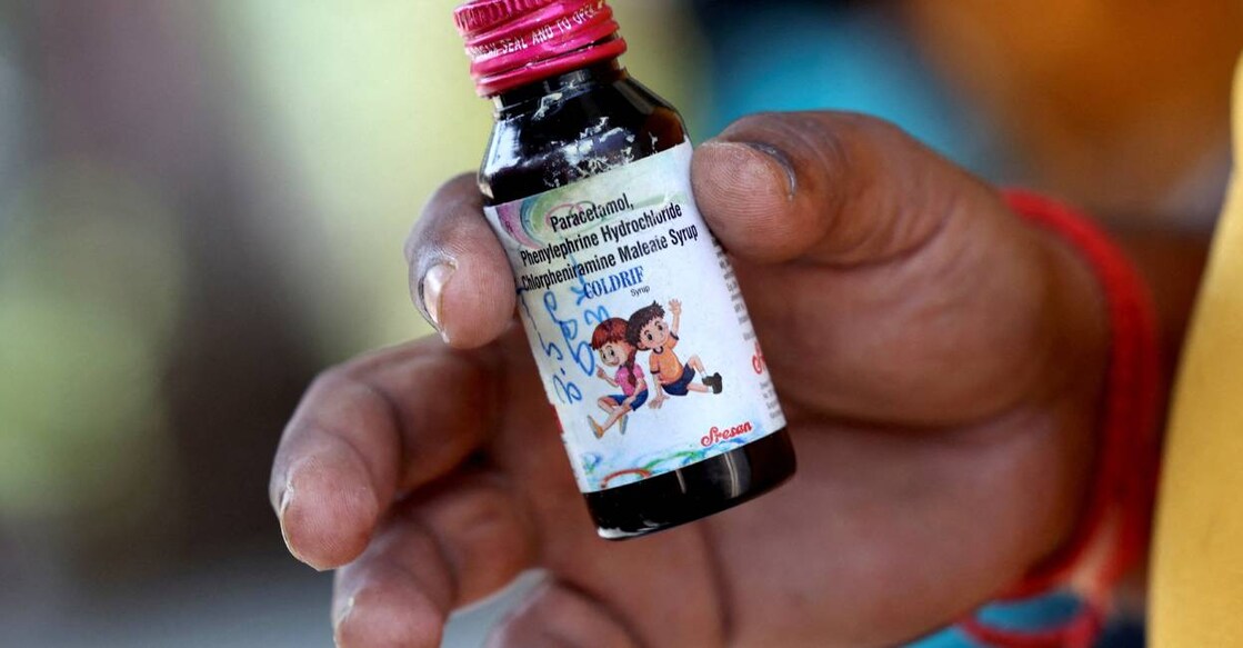 Coldrif cough syrup, which has been linked to the deaths of 17 children, in Nagpur, India. Photo: Reuters