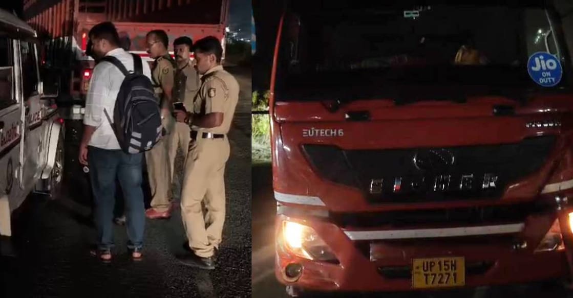 Police seize the vehicle involved in fuel theft on Palakkad-Thrissur NH. Photo: Special Arrangement
