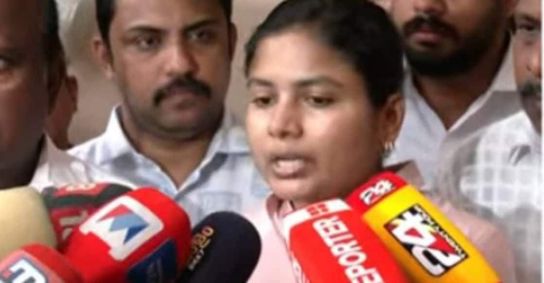 Ernakulam district collector G Priyanka addresses media at Thammanam. Photo: Manorama News