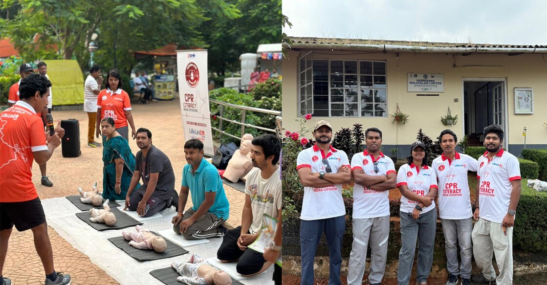 The team during a session (L) | From left-  Aswin Francis,  Akhil Viswanath, Lijumol TV,  Aneesh Issac, Ashik Bobby. Photo: Special Arrangement