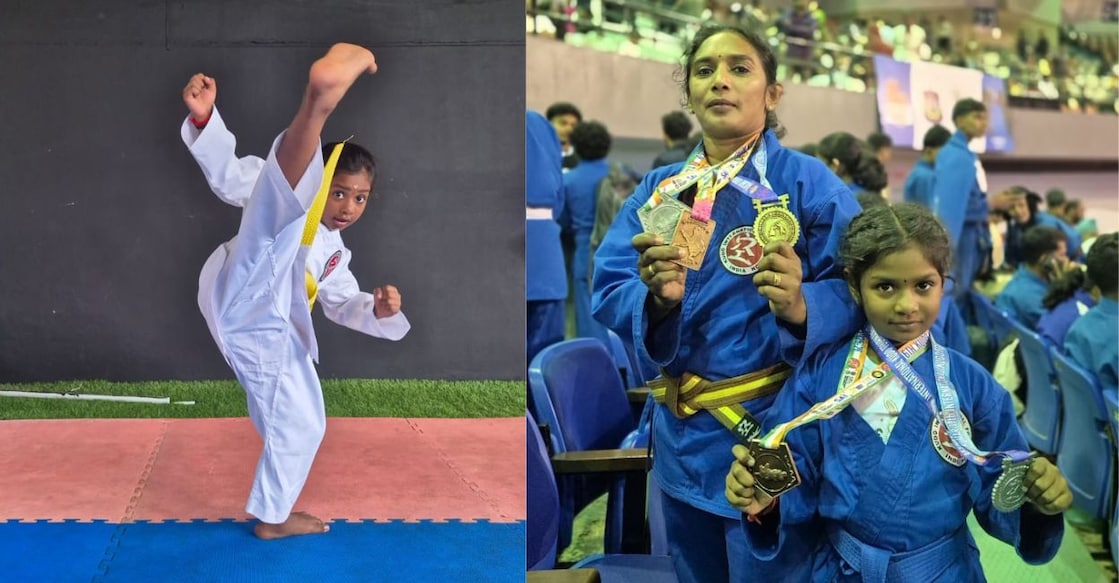 Vedhika Prasanth (L). Siji and Vedhika pose for a picture after winning the national championships. Photo: Special arrangement 