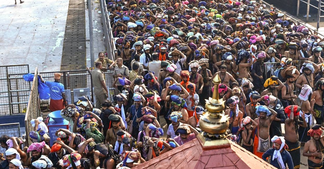 Pilgrims at Sabarimala temple. Photo: PTI