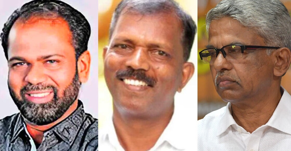 From left: A Shanavas, P P Sureshan, Karayi Chandrasekharan. Photo: Manorama