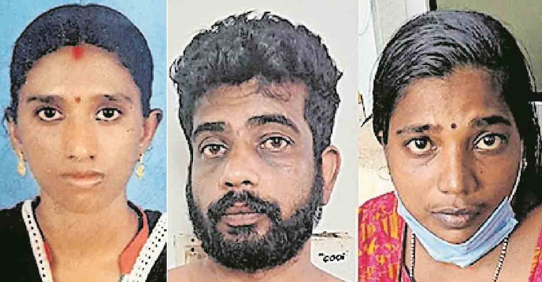 This combination of photos shows the victim Anitha (L) and two accused Prabheesh (C) and Rajani (R). Photo: Manorama Archives