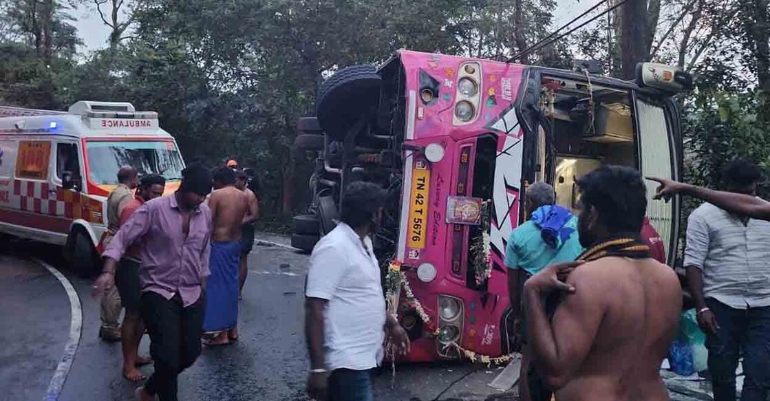 The bus that was involved in an accident near Kuttikkanam in Idukki on Thursday. Photo: Special Arrangement