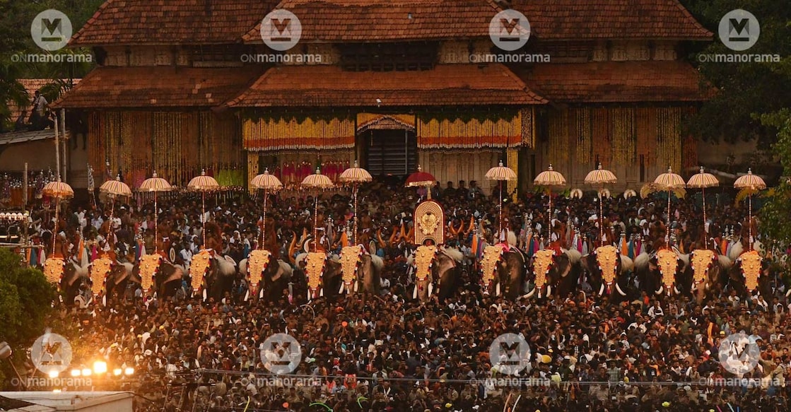 An image taken during the Kudamattom of Thrissur Pooram. File Photo: Manorama. 