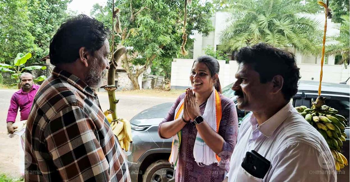 Amaya Prasad during election campaign. Photo: Onmanorama