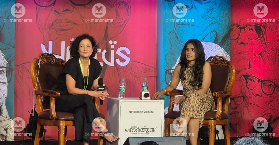 Colombian writer Pilar Quintana with Indian poet and activist Meena Kandasamy at Manorama Hortus 2.0. Photo: Manorama. 