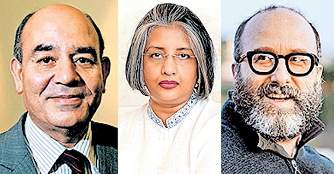 Raji Sourani, Maithree Wickramasinghe and Rollo Romig. Photo: Manorama Online