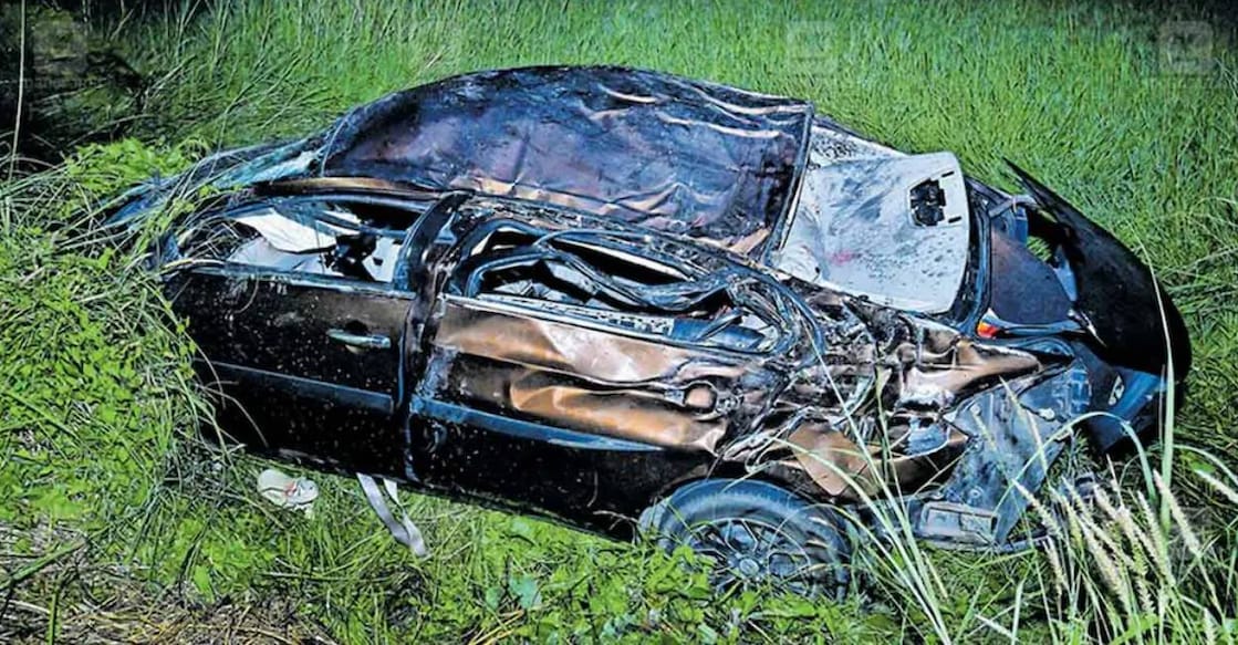 The car that met with the accident which claimed three lives in Palakkad. Photo: Manorama