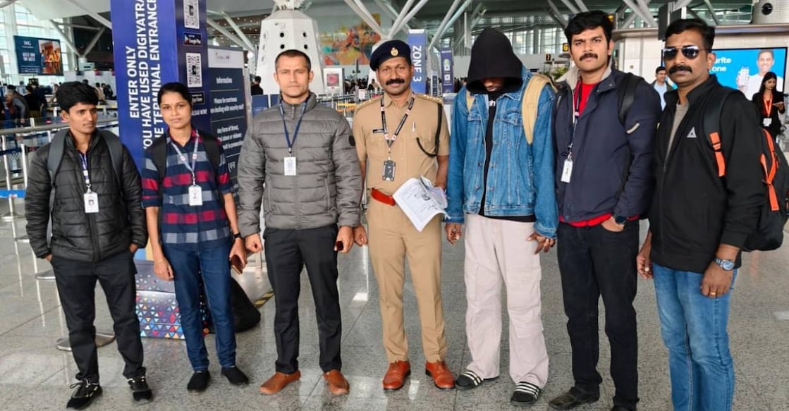 A six-member team of Wayanad excise nabbed the drug case accused from New Delhi airport. Photo: Special Arrangement