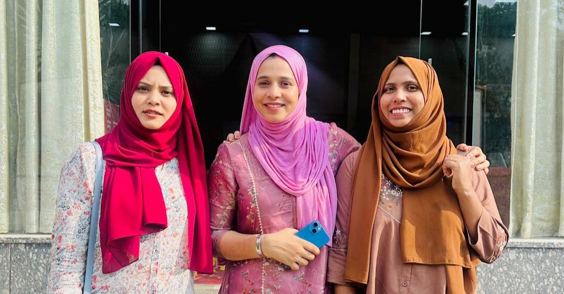 Fathima Tahiliya, T Najma Tabsheera and Mufeeda Thesni. Photo: Facebook/ Fathima Thahiliya. 