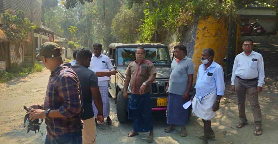 Residents under the leadership of the Thottunkara Development Committee staging a blockade at Thottunkara, demanding immediate tarring of the dug-up road. Photo: Special arrangement