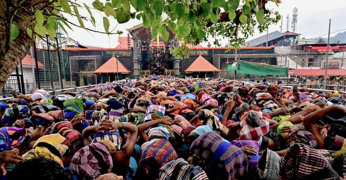 Pilgrims at Sabarimala temple. Photo: PTI