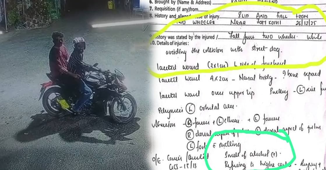 1) Screengrab from the CCTV visuals released by the police from the Rural Health Training Centre at Chettikkad, 2) Anil's medical certificate. Photos: Special arrangement. 