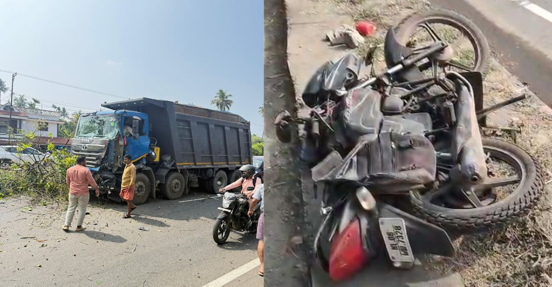 A KSRTC bus rammed into a lorry at Nandikkara in Thrissur, triggering a major accident, where a biker sustained serious injuries and was admitted to a private hospital in Thrissur. Photo: Special Arrangement