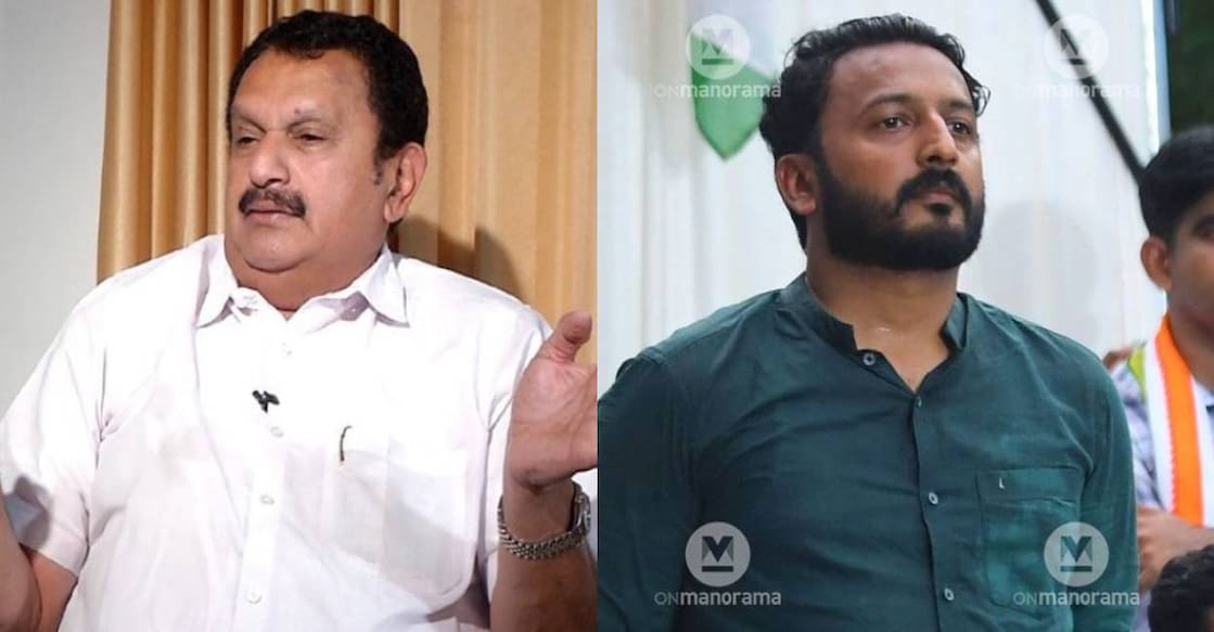 K Muraleedharan and Rahul Mamkoottathil. Photo: Manorama