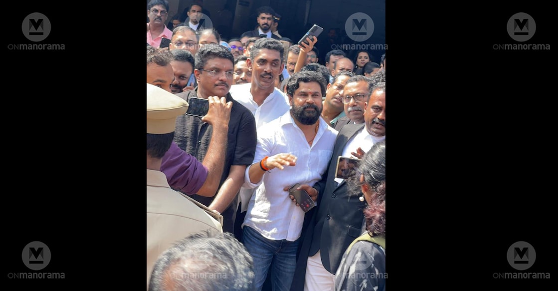 Actor Dileep coming out of the Ernakulam Principal Sessions Court. Photo: Onmanorama