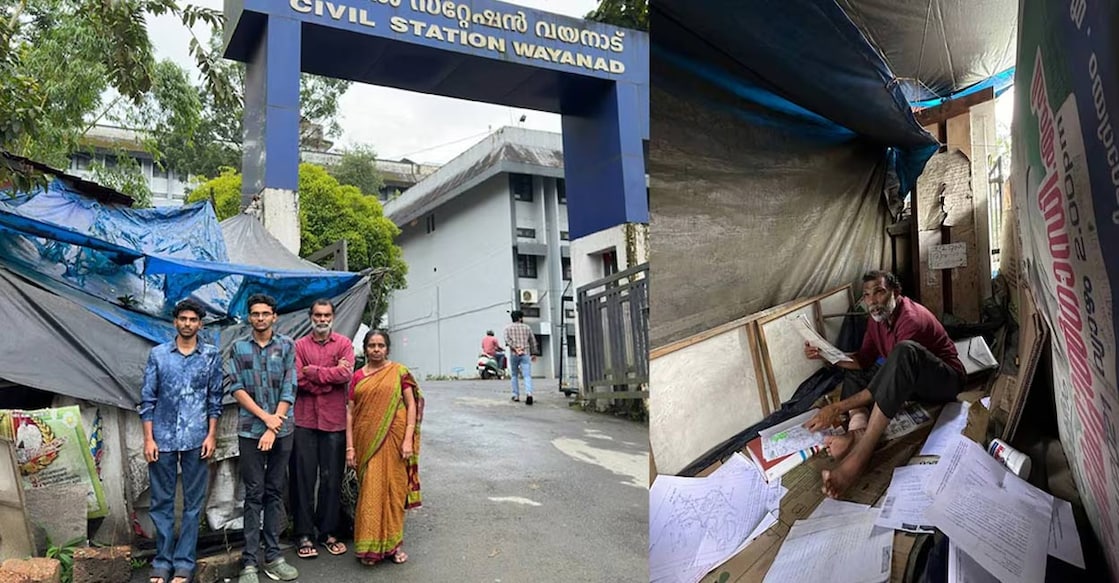 K K James and his family at the collectorate. Photos: File/ Special Arrangement. 
