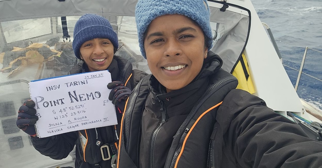 Left to right: Lt Cdr Dilna K,  Lt Cdr Roopa A. Photo: PIB