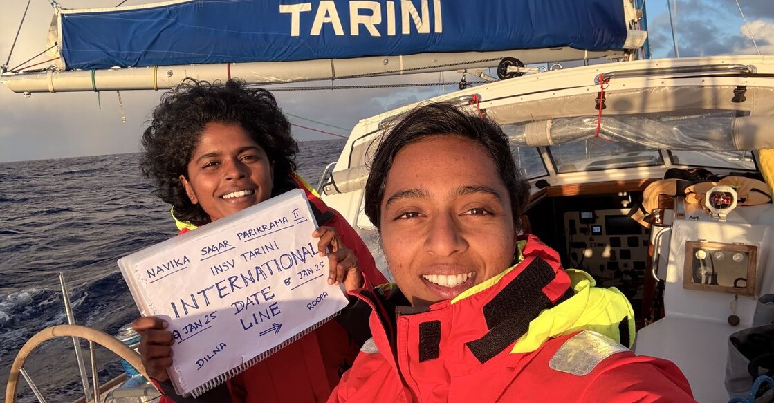 Left to right: Lt Cdr Roopa A, Lt Cdr Dilna K. Photo: PIB