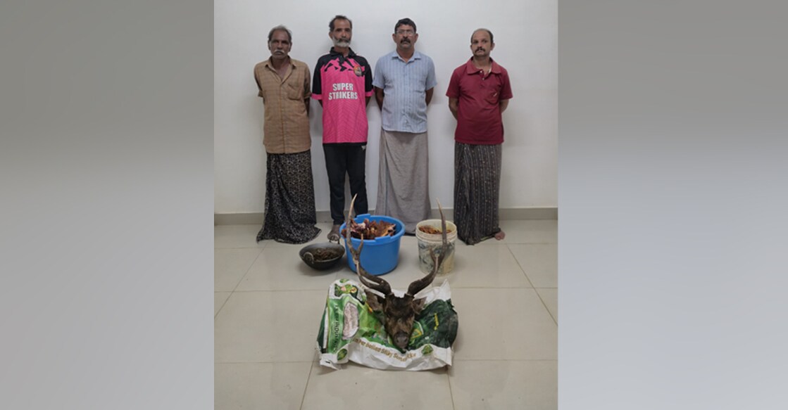 wayanad-deer The accused are Pulikkachalil P S Sunil (59), Thadathilchalil T S Santhosh (56), P K Radhakrishnan (48) and Valamvayalil B M Sivaraman (62). Photo: Special Arrangement