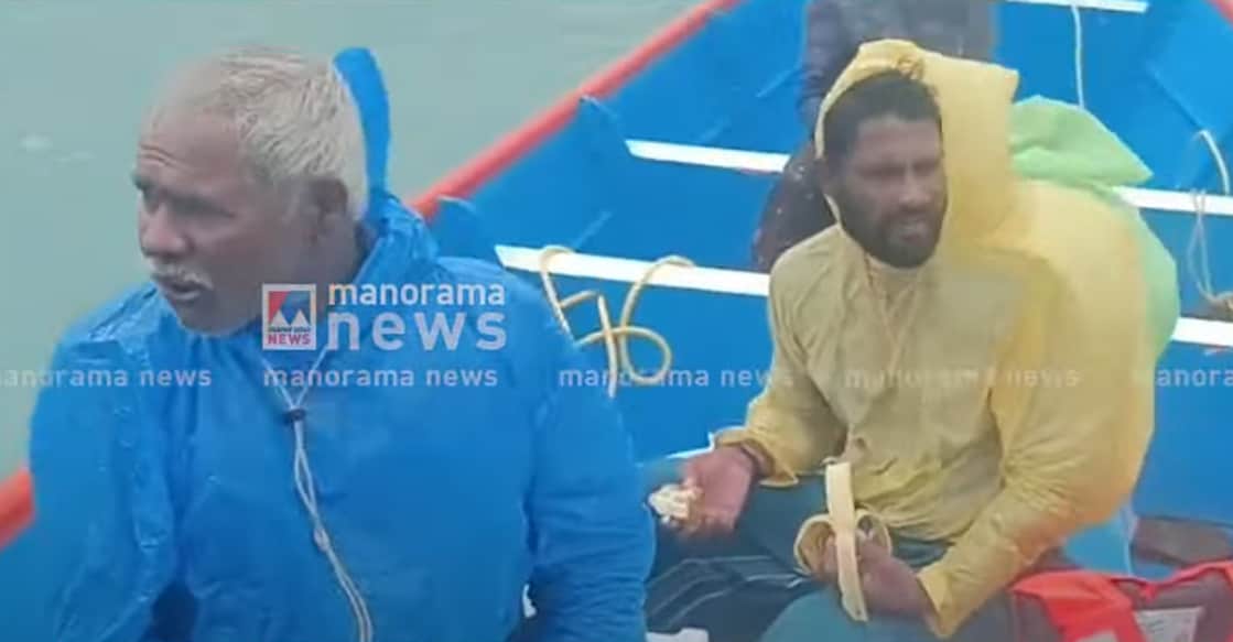 The boat's occupants —Davidson, Robinson, Dasan, and Yesudasan—will soon be brought to the shore. Photo: Manorama News