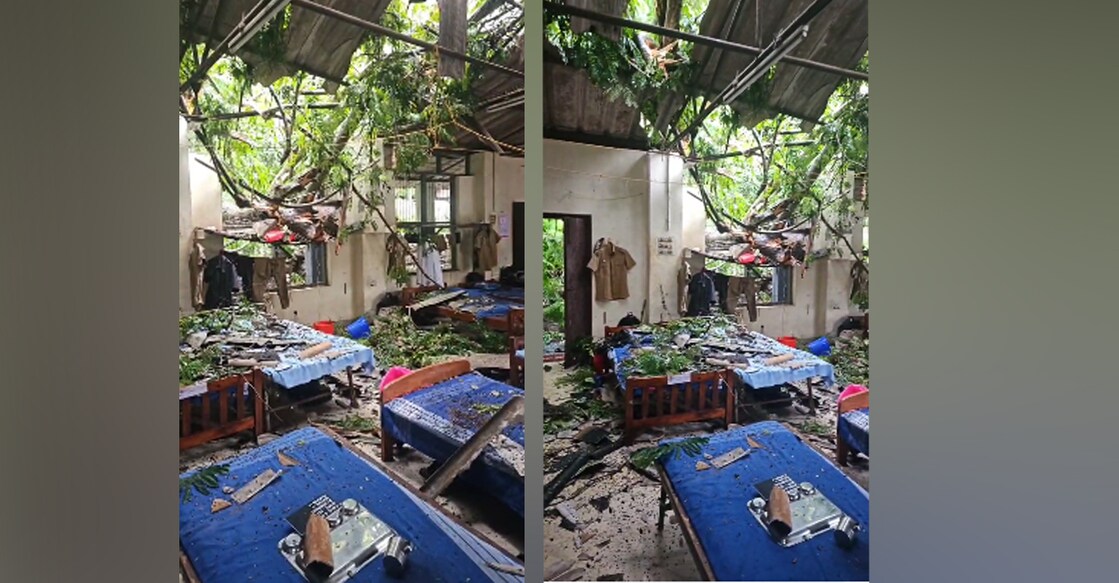 Scene from the SAP camp after a tree fell, which injured three police officials. Photo: Special Arrangement.