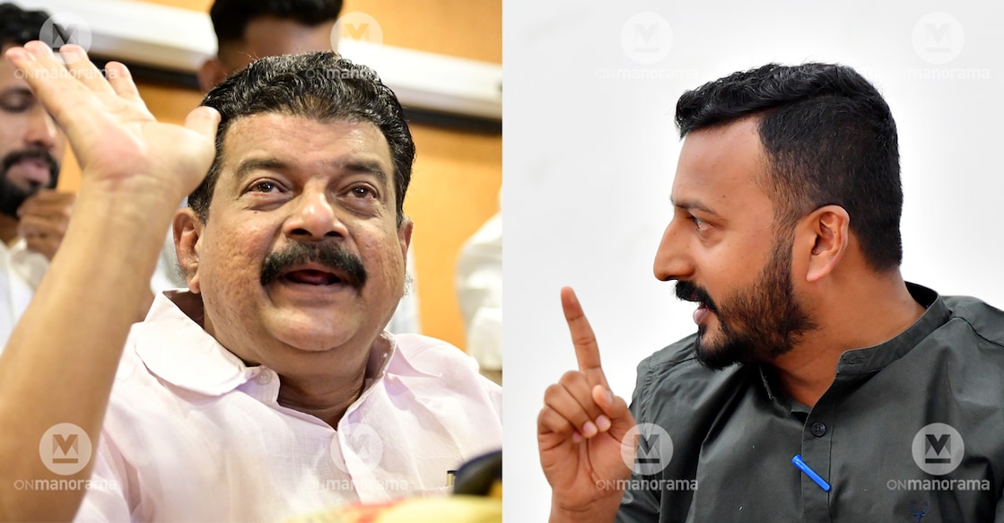 P V Anvar and Rahul Mamkootathil. Photo: Manorama