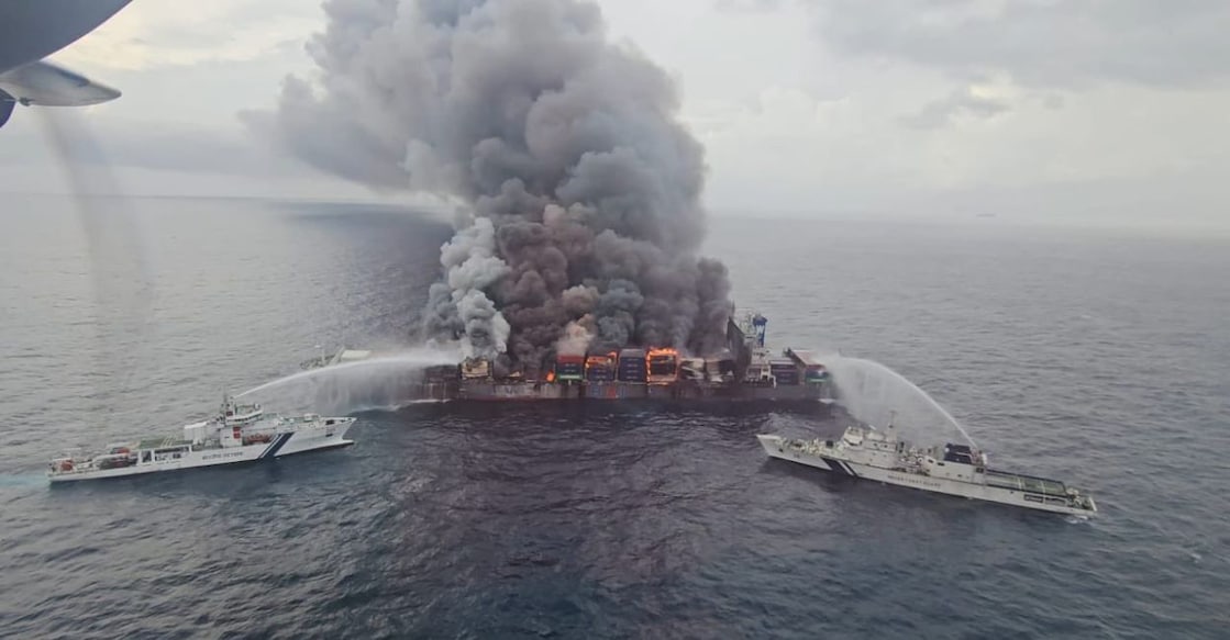 40% of fire on burning MV Wan Hai put out, ship drifting ...