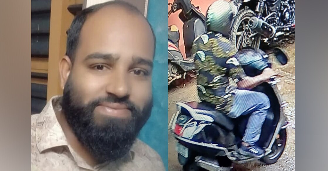 Shibin Lal (L) and the CCTV footage of the scooter he used to escape (R). Photo: Special arrangement